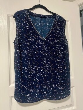 RW&CO. Navy V-Neck Dot-Print Sleeveless Camisole